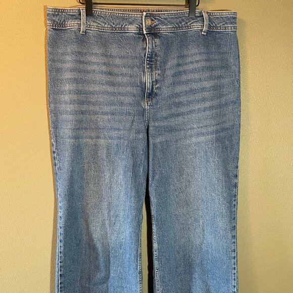 Mango raw hem high waist wide leg culotte jeans - Picture 1 of 10